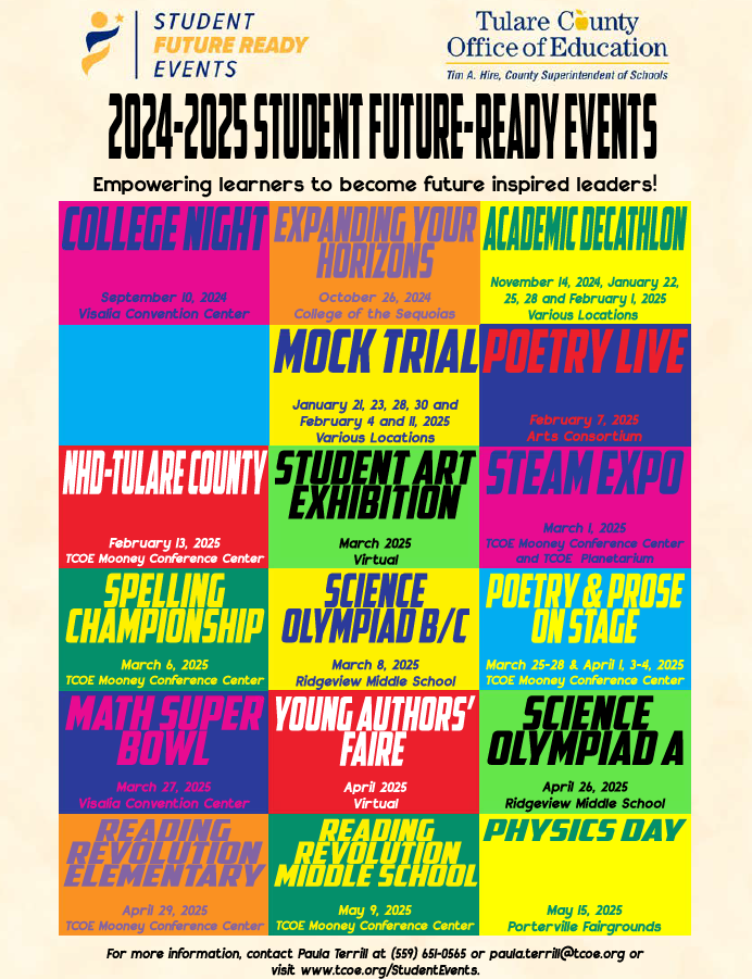  TCOE Student Future - Calendar of Events 
